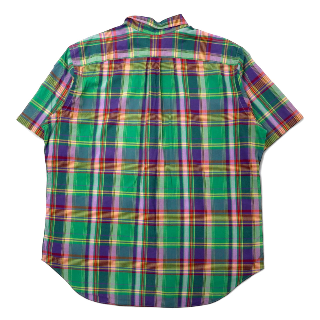 Ralph Lauren Classic Fit Short Sleeve Button Down Shirt 2XLT TALL Green Check Cotton Small Pony Embroidery Big Size