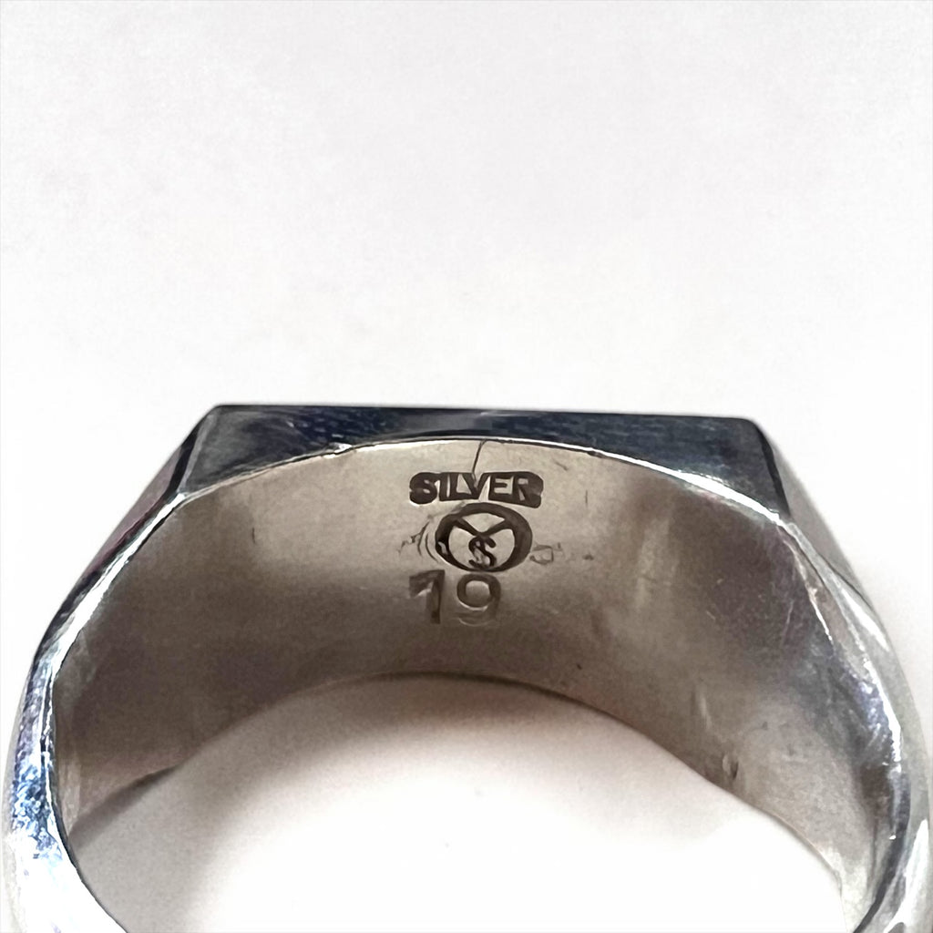 Vintage Silver Rectangular Signet Ring Plain Square Face Stamped SILVER 19