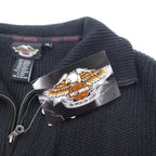 HARLEY DAVIDSON Half-Zip Knit Sweater 3XL Black Acrylic Logo Patch Unused