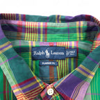 Ralph Lauren Classic Fit Short Sleeve Button Down Shirt 2XLT TALL Green Check Cotton Small Pony Embroidery Big Size