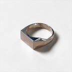 Vintage Silver Rectangular Signet Ring Plain Square Face Stamped SILVER 19