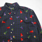 CHAPS RALPH LAUREN 90年代 ボタンダウンシャツ L グリーン チェック 総柄 ペナント フラッグ