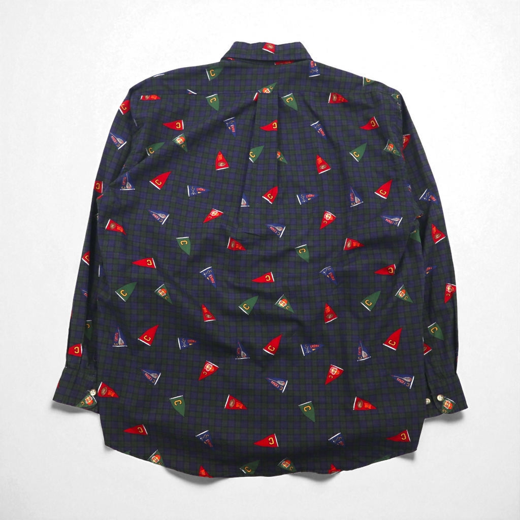 CHAPS RALPH LAUREN 90年代 ボタンダウンシャツ L グリーン チェック 総柄 ペナント フラッグ