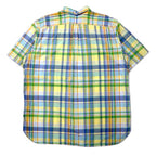 Ralph Lauren Beach Twill Short Sleeve Button Down Shirt 2XLT TALL Yellow Check Cotton Small Pony Embroidery Big Size