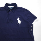 Polo by Ralph Lauren 90s Big Pony Embroidered Polo Shirt L Navy Pique Patchwork
