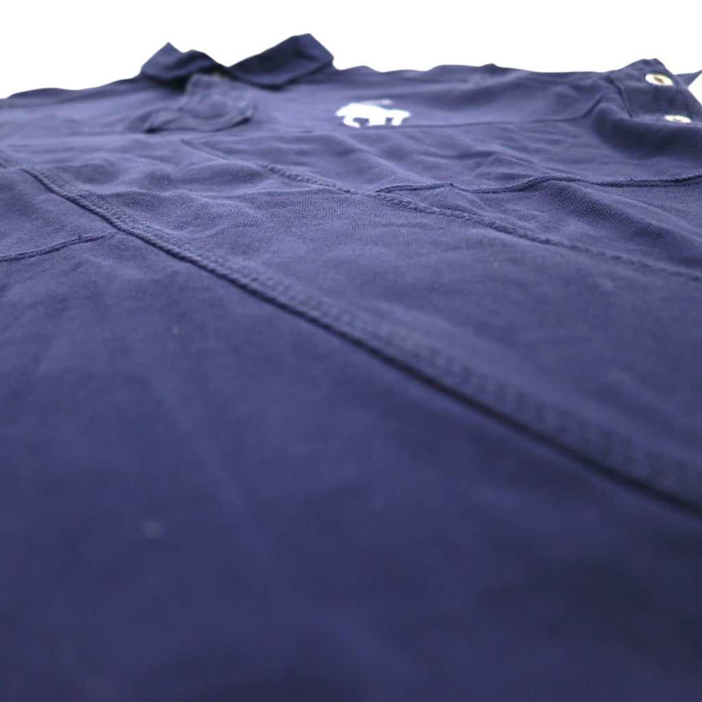 Polo by Ralph Lauren 90s Big Pony Embroidered Polo Shirt L Navy Pique Patchwork