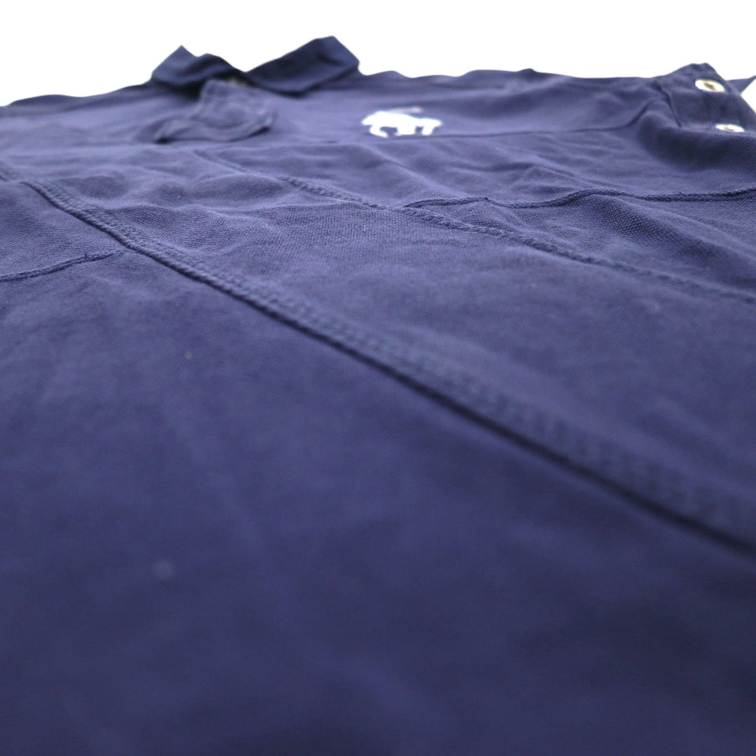 Polo by Ralph Lauren 90s Big Pony Embroidered Polo Shirt L Navy Pique Patchwork