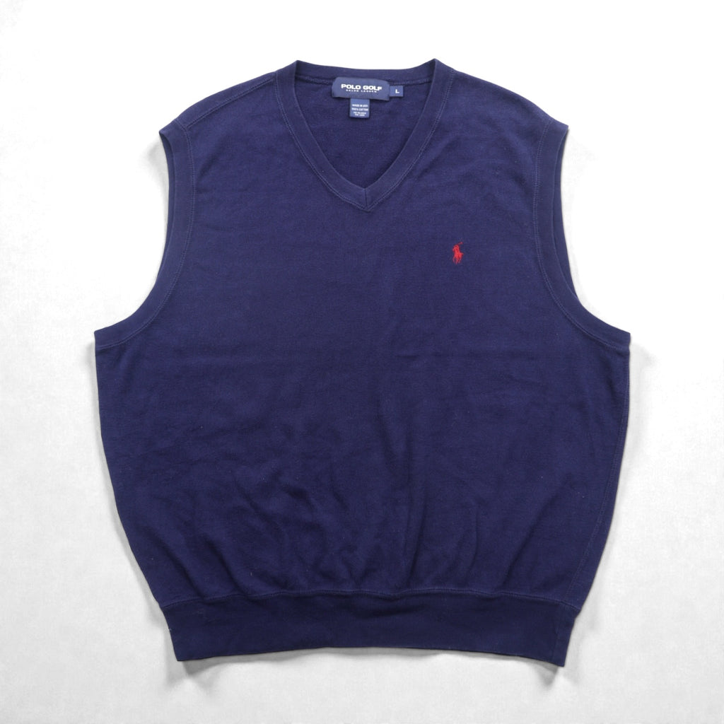 POLO GOLF RALPH LAUREN 90年代 USA製 Vネック ニット ベスト L ネイビー スモールポニー刺繡