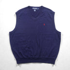 POLO GOLF RALPH LAUREN 90年代 USA製 Vネック ニット ベスト L ネイビー スモールポニー刺繡