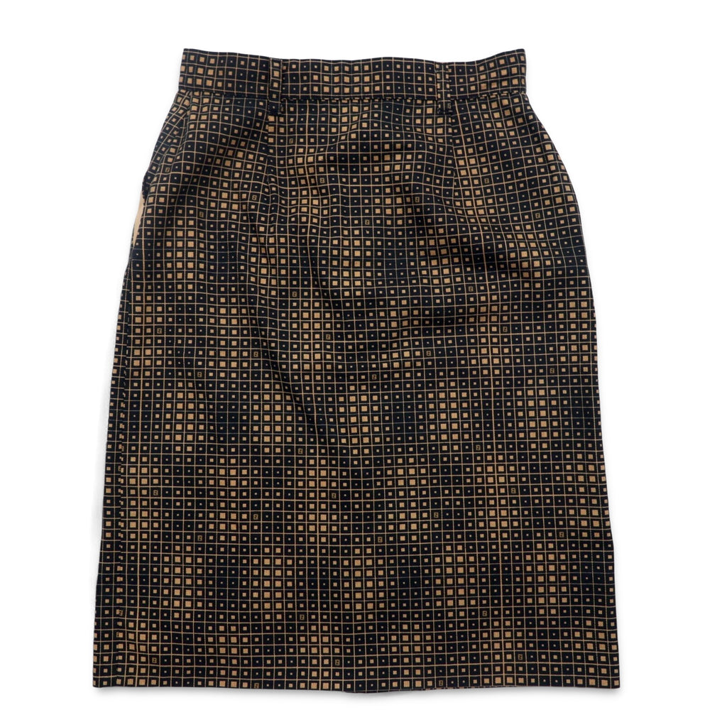 FENDI Made in Italy Zucca Monogram Skirt L Black Cotton All-over Geometric Pattern