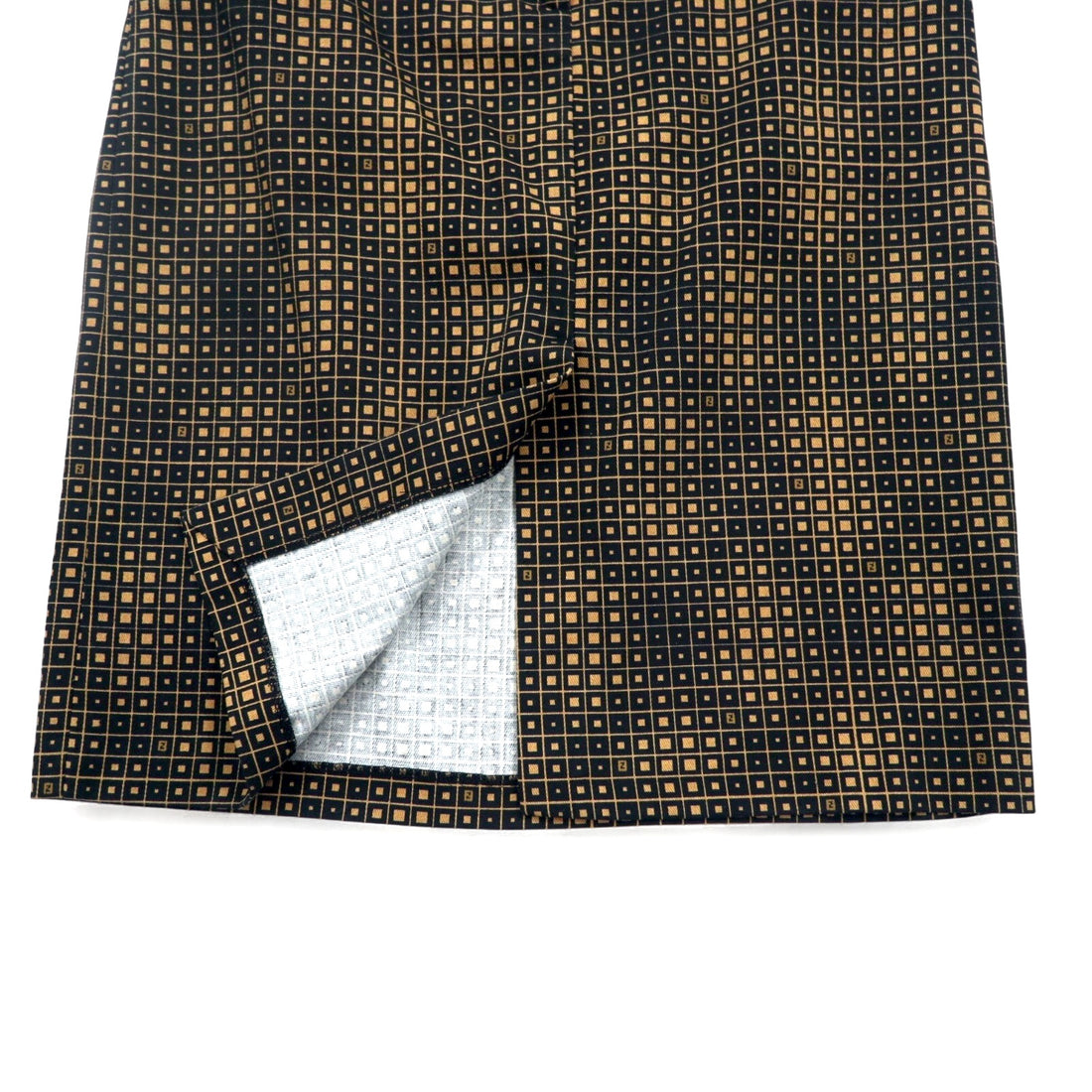 FENDI Made in Italy Zucca Monogram Skirt L Black Cotton All-over Geometric Pattern