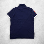 Polo by Ralph Lauren 90s Big Pony Embroidered Polo Shirt L Navy Pique Patchwork