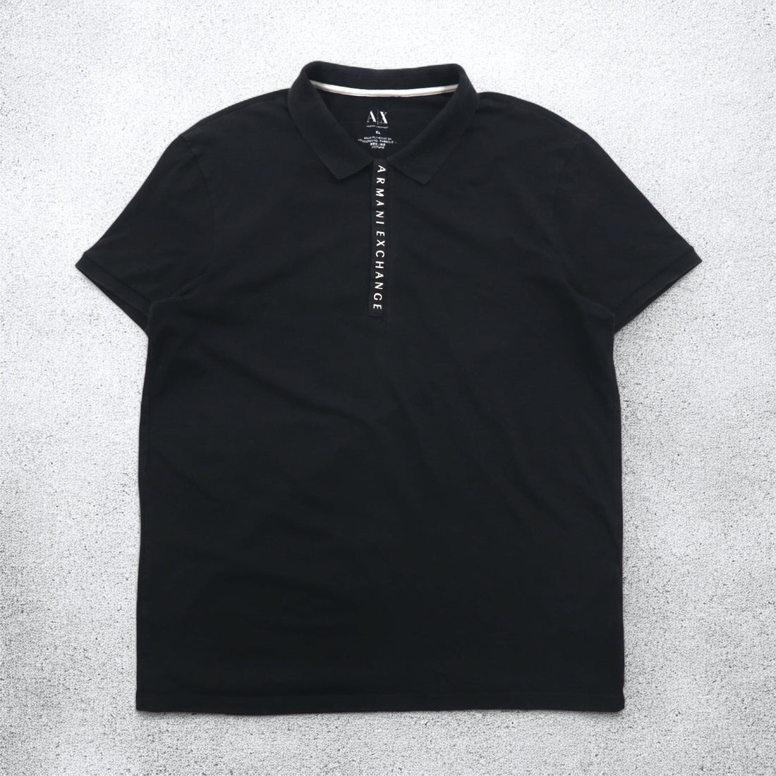 A|X ARMANI EXCHANGE Half-Zip Polo Shirt XL Black Cotton