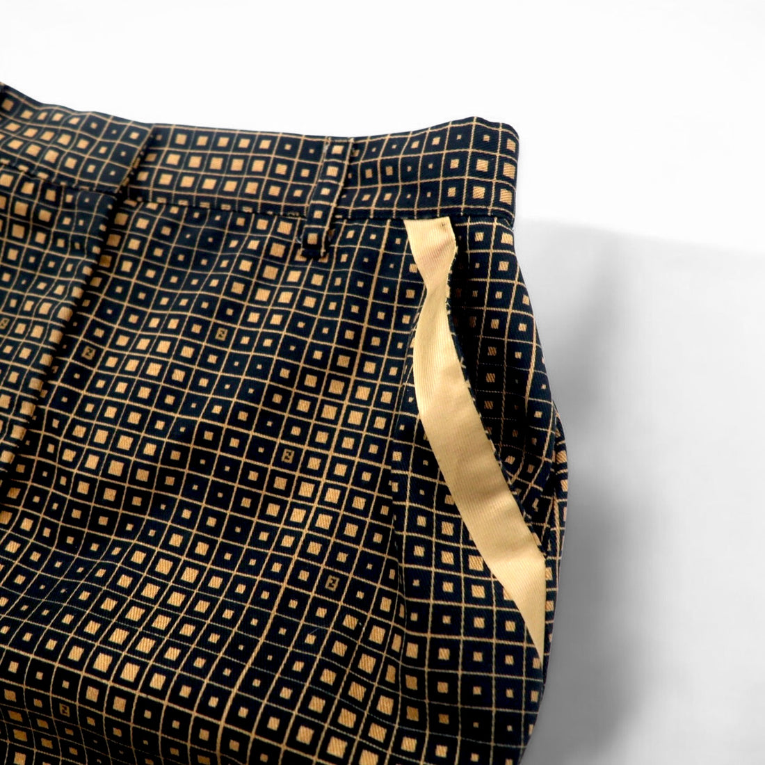 FENDI Made in Italy Zucca Monogram Skirt L Black Cotton All-over Geometric Pattern
