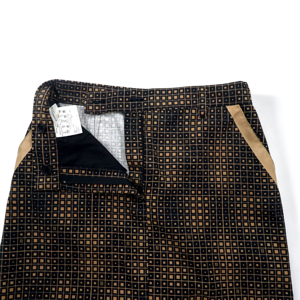 FENDI Made in Italy Zucca Monogram Skirt L Black Cotton All-over Geometric Pattern