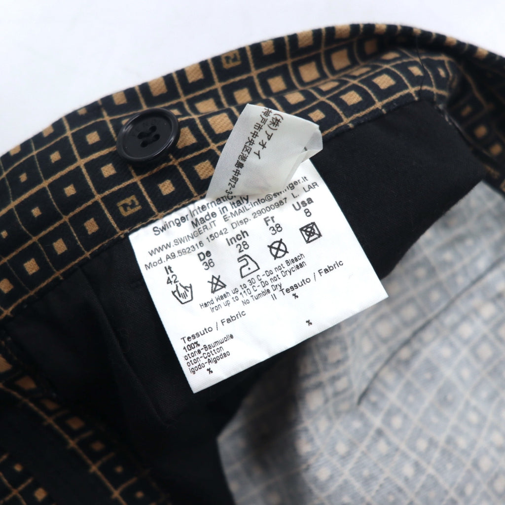 FENDI Made in Italy Zucca Monogram Skirt L Black Cotton All-over Geometric Pattern