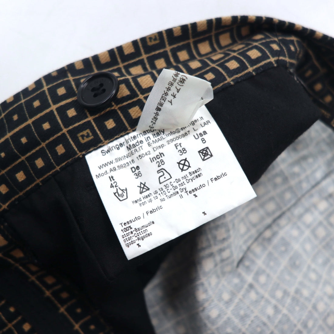 FENDI Made in Italy Zucca Monogram Skirt L Black Cotton All-over Geometric Pattern
