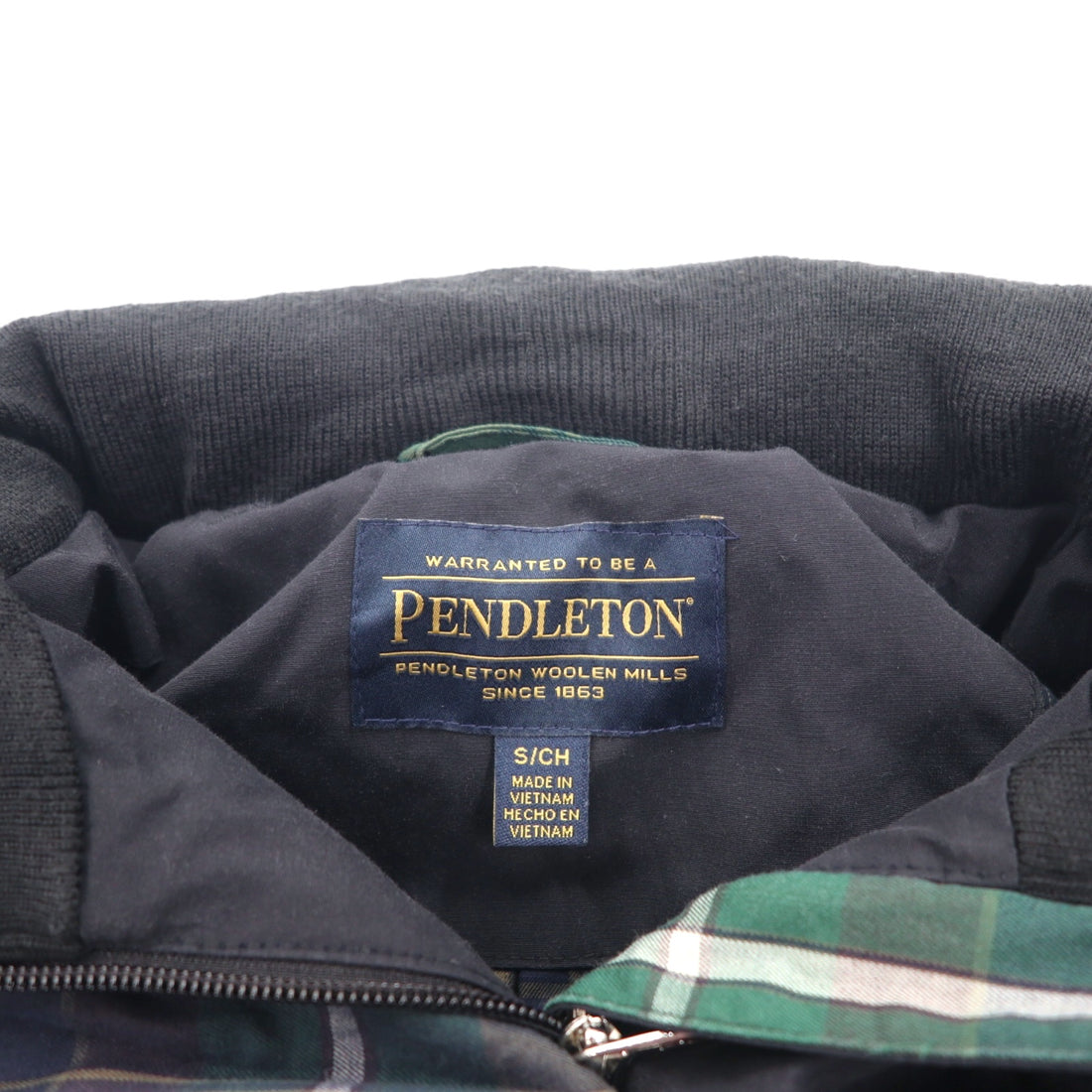 PENDLETON Mountain Parka S Black Polyester Double Zip Check Lining Retractable Hood