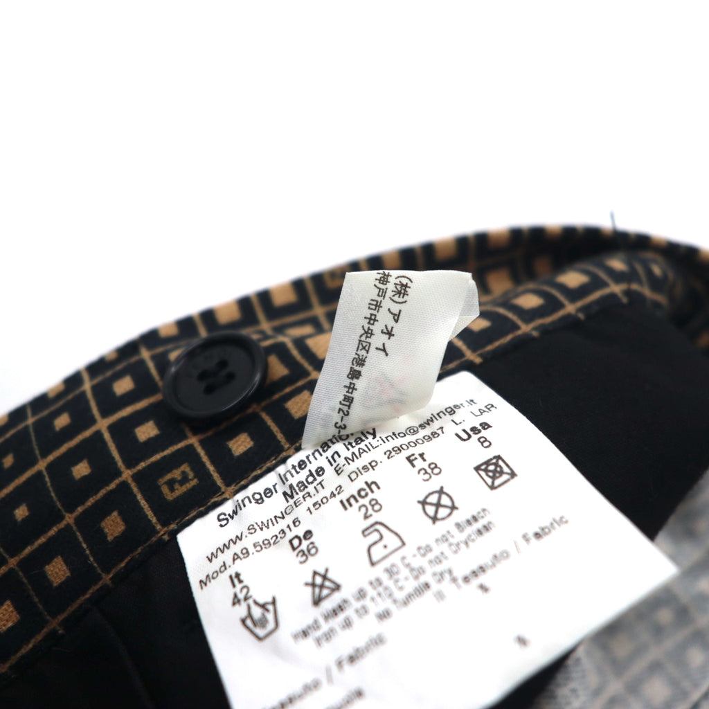 FENDI Made in Italy Zucca Monogram Skirt L Black Cotton All-over Geometric Pattern