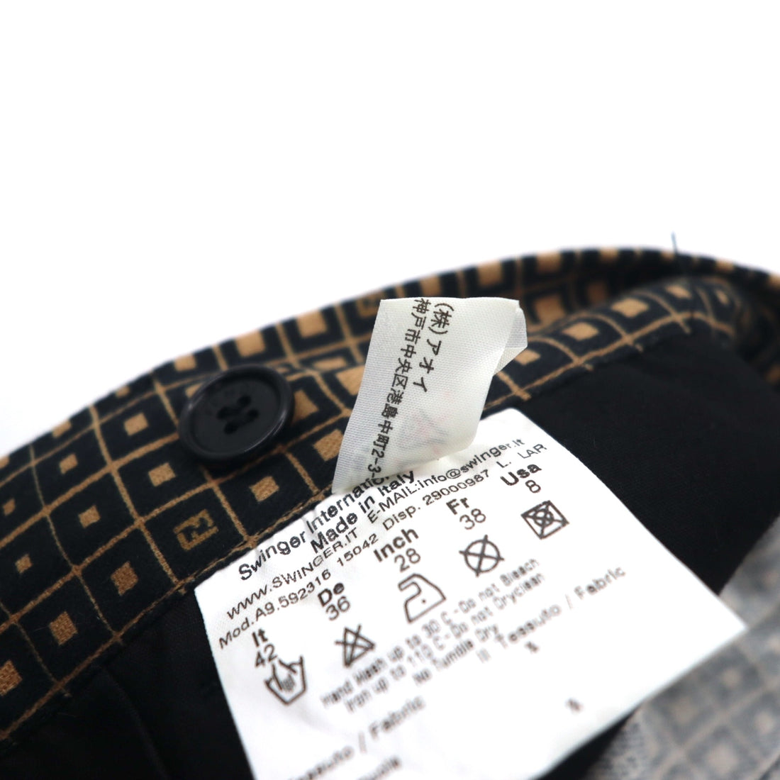 FENDI Made in Italy Zucca Monogram Skirt L Black Cotton All-over Geometric Pattern