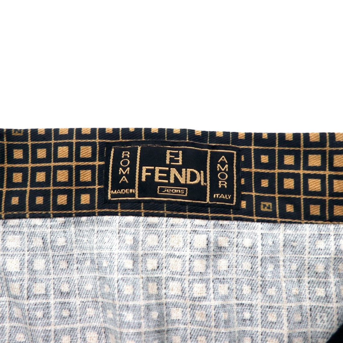 FENDI Made in Italy Zucca Monogram Skirt L Black Cotton All-over Geometric Pattern