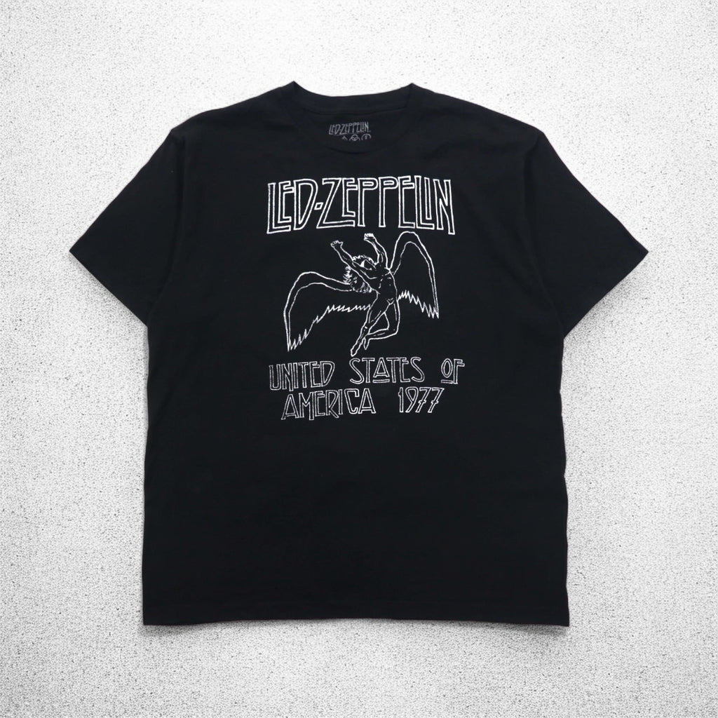 LED ZEPPELIN Led Zeppelin Rock Band T-Shirt XL Black Cotton UNITED STATES OF AMERICA 1977