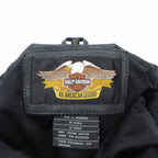 HARLEY DAVIDSON Punched Leather Racing Jacket, Size L, Single Rider's Double Zip, White Stripes