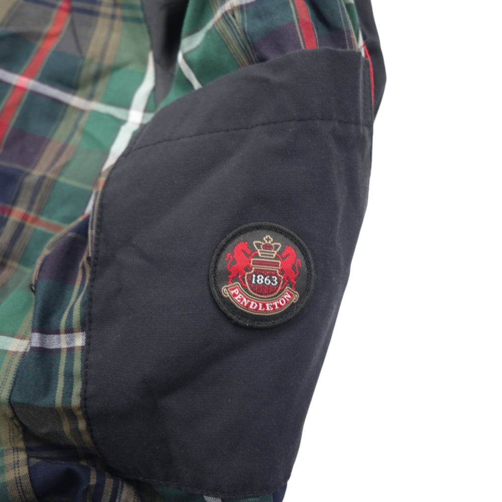 PENDLETON Mountain Parka S Black Polyester Double Zip Check Lining Retractable Hood