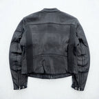 HARLEY DAVIDSON Punched Leather Racing Jacket, Size L, Single Rider's Double Zip, White Stripes