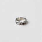 Sterling Silver 925 Geometric Chevron Zigzag Wide Band Ring Vintage Style