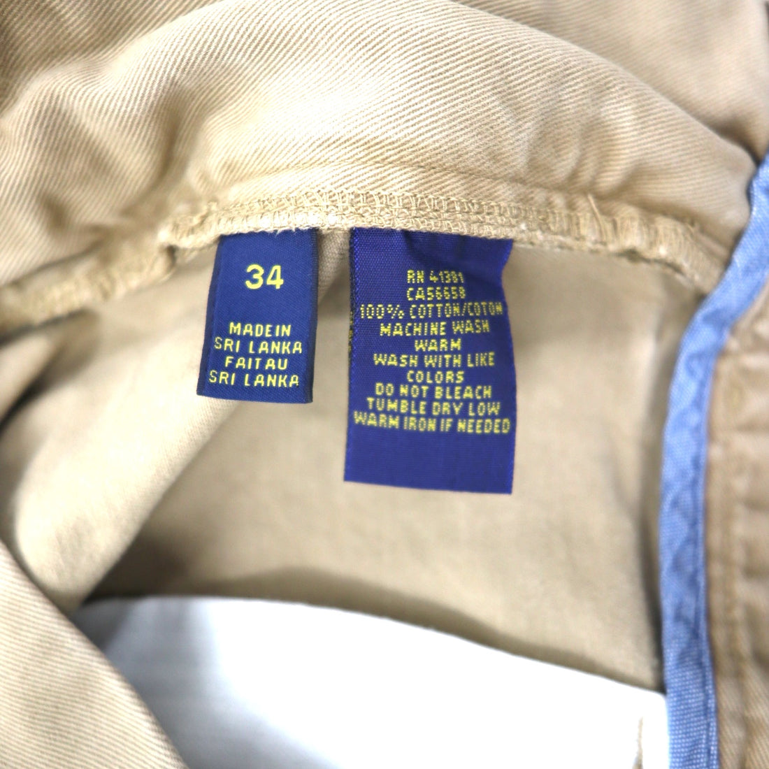 POLO RALPH LAUREN Polo Chino Classic Fit Chino Shorts Size 34 Beige Cotton