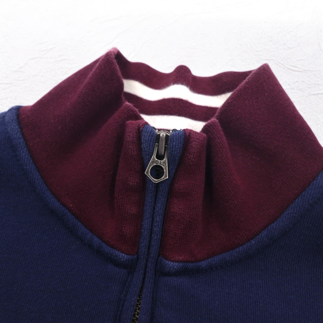 Polo by Ralph Lauren Half Zip Reverse Weave Sweatshirt, XL, Navy, Ribbed Line