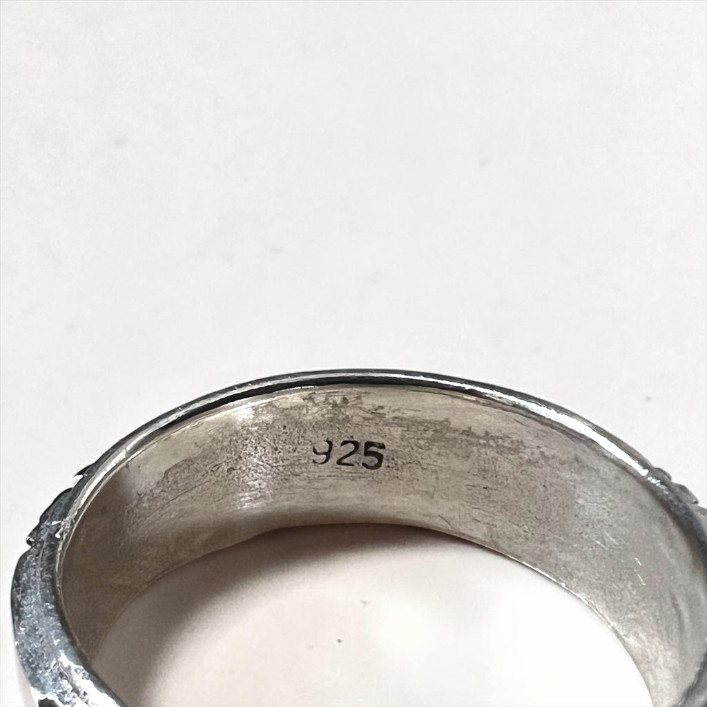 Sterling Silver 925 Geometric Chevron Zigzag Wide Band Ring Vintage Style