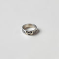 Vintage Sterling Silver 925 Leaf Motif Carved Band Ring Botanical Design