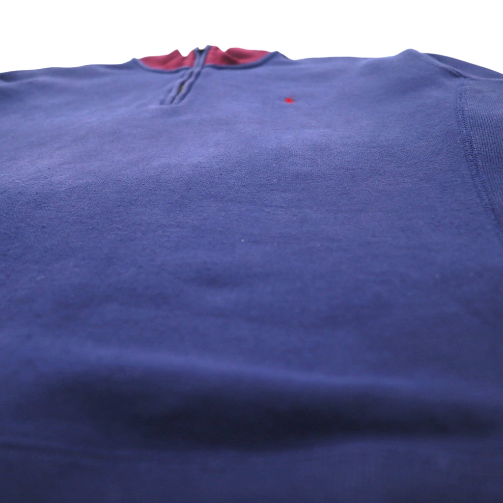Polo by Ralph Lauren Half Zip Reverse Weave Sweatshirt, XL, Navy, Ribbed Line