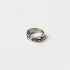 Vintage Sterling Silver 925 Leaf Motif Carved Band Ring Botanical Design