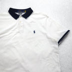 POLO RALPH LAUREN Ribline Polo Shirt XL White Cotton Pique Small Pony Embroidery