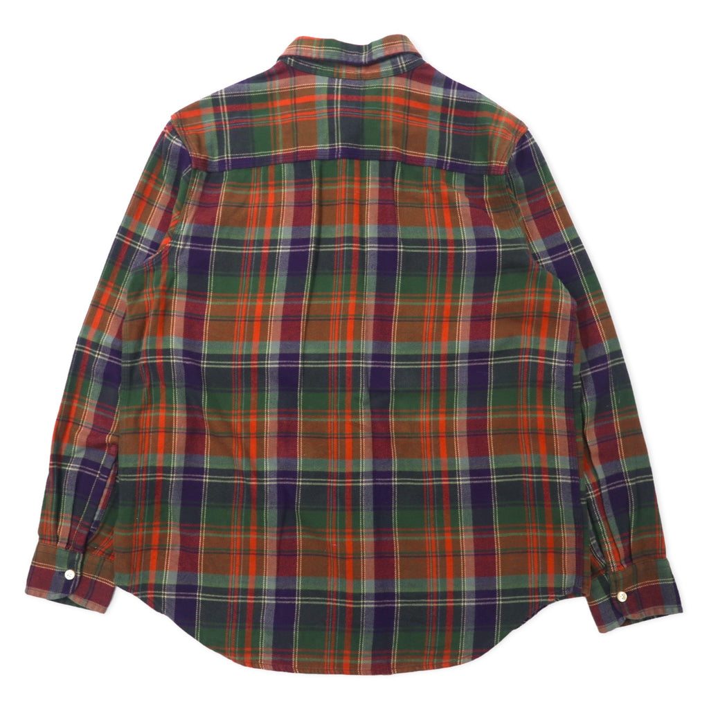 POLO RALPH LAUREN Boyfriend Fit Flannel Shirt L Brown Check Cotton