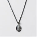 Sterling Silver 925 Our Lady of Guadalupe Oval Medal Necklace Curb Chain