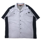 日本然リトテ-古着オンライン-HARLEY DAVIDSON 半袖 ワークシャツ XL グレー コットン バックロゴ 刺繍-HARLEY DAVIDSON Short Sleeve Work Shirt XL Gray Cotton Back Logo Embroidery