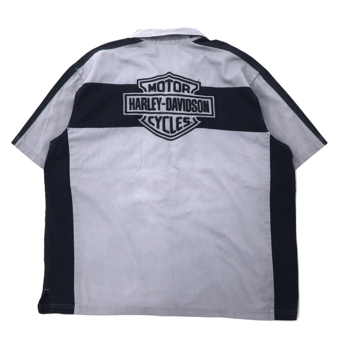 HARLEY DAVIDSON Short Sleeve Work Shirt XL Grey Cotton Back Logo Embroidered
