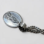 Sterling Silver 925 Our Lady of Guadalupe Oval Medal Necklace Curb Chain