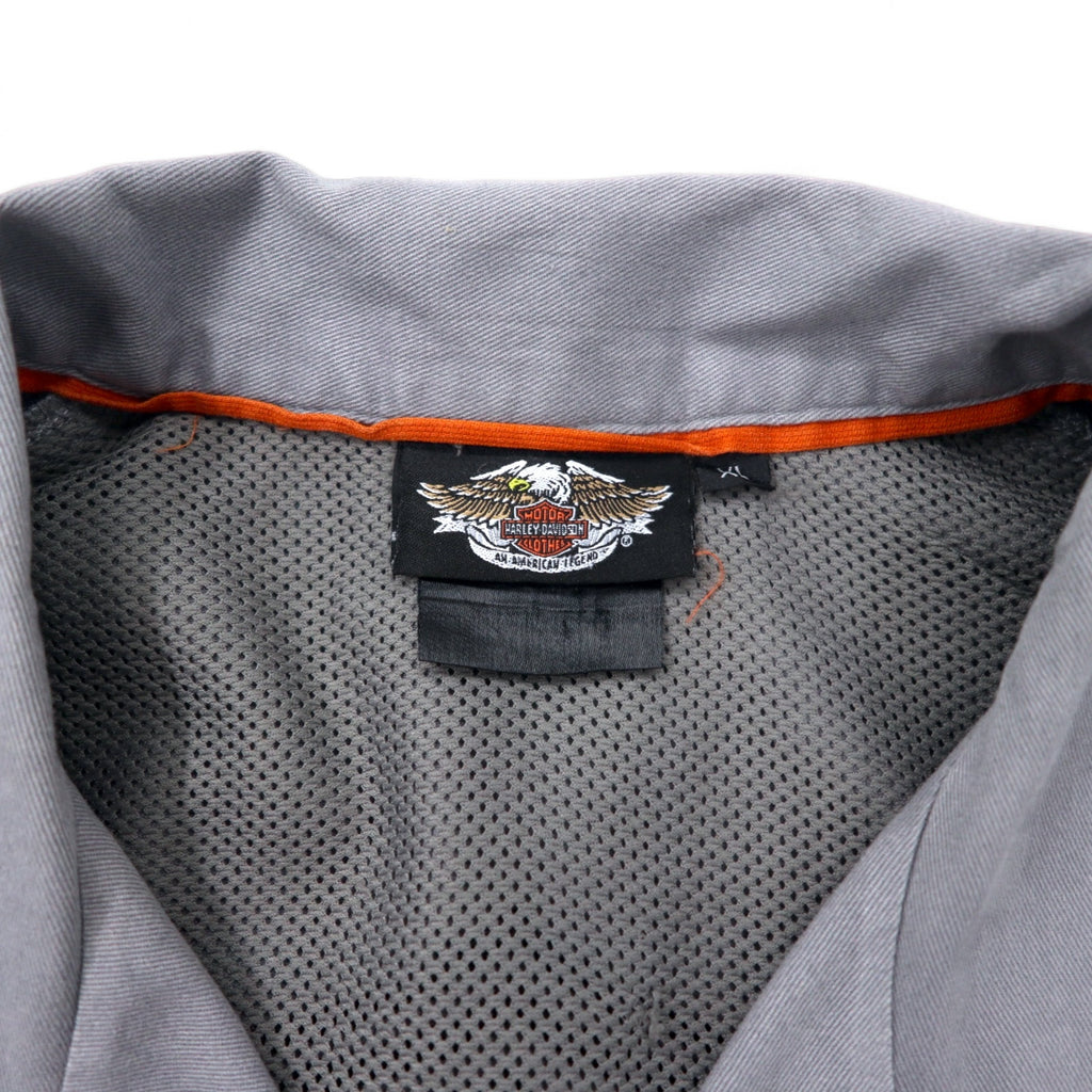 HARLEY DAVIDSON Short Sleeve Work Shirt XL Grey Cotton Back Logo Embroidered