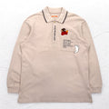CASTELBAJAC SPORT 90s Long Sleeve Polo Shirt XL Beige Cotton Character Embroidery