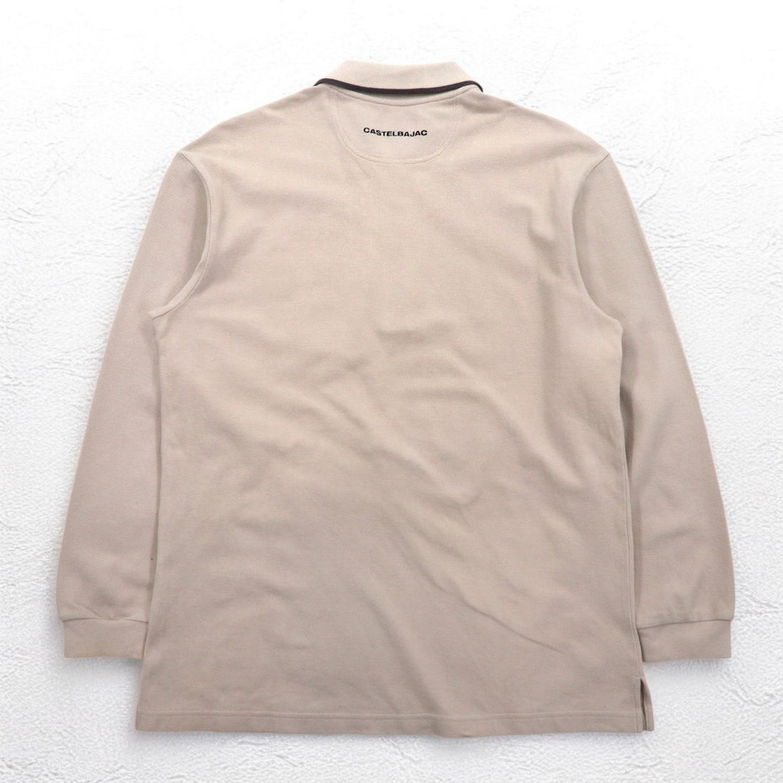 CASTELBAJAC SPORT 90s Long Sleeve Polo Shirt XL Beige Cotton Character Embroidery