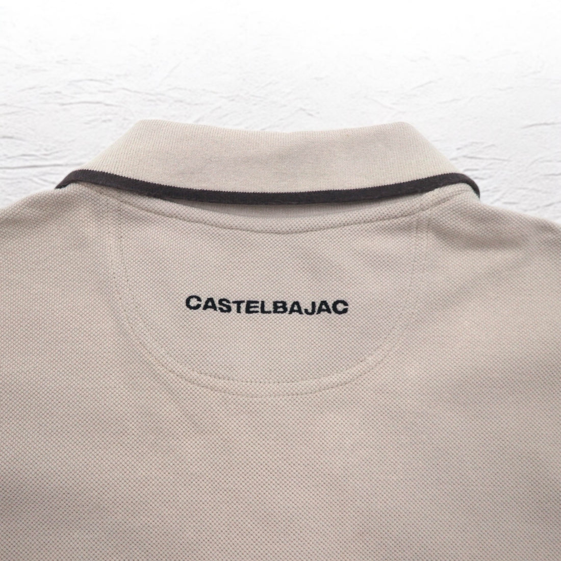 CASTELBAJAC SPORT 90s Long Sleeve Polo Shirt XL Beige Cotton Character Embroidery