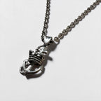 Vintage Sterling Silver 925 Anchor Cross Crown Pendant Necklace Marine Motif Chain Included