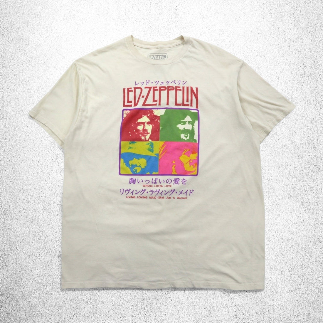 LED ZEPPELIN Led Zeppelin Rock Band Japanese Title T-Shirt 2XL Cream Heartful of Love