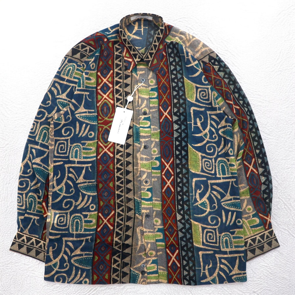 Vintage 90s Japan Made Native Shirt Roman Rominas 90s Retro All-over Print Poly Shirt M Native Made in Japan Unused