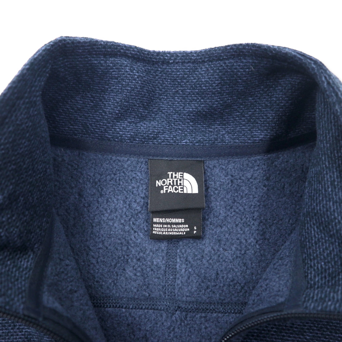THE NORTH FACE Half Zip Fleece Jacket S Navy Polyester Logo Embroidery